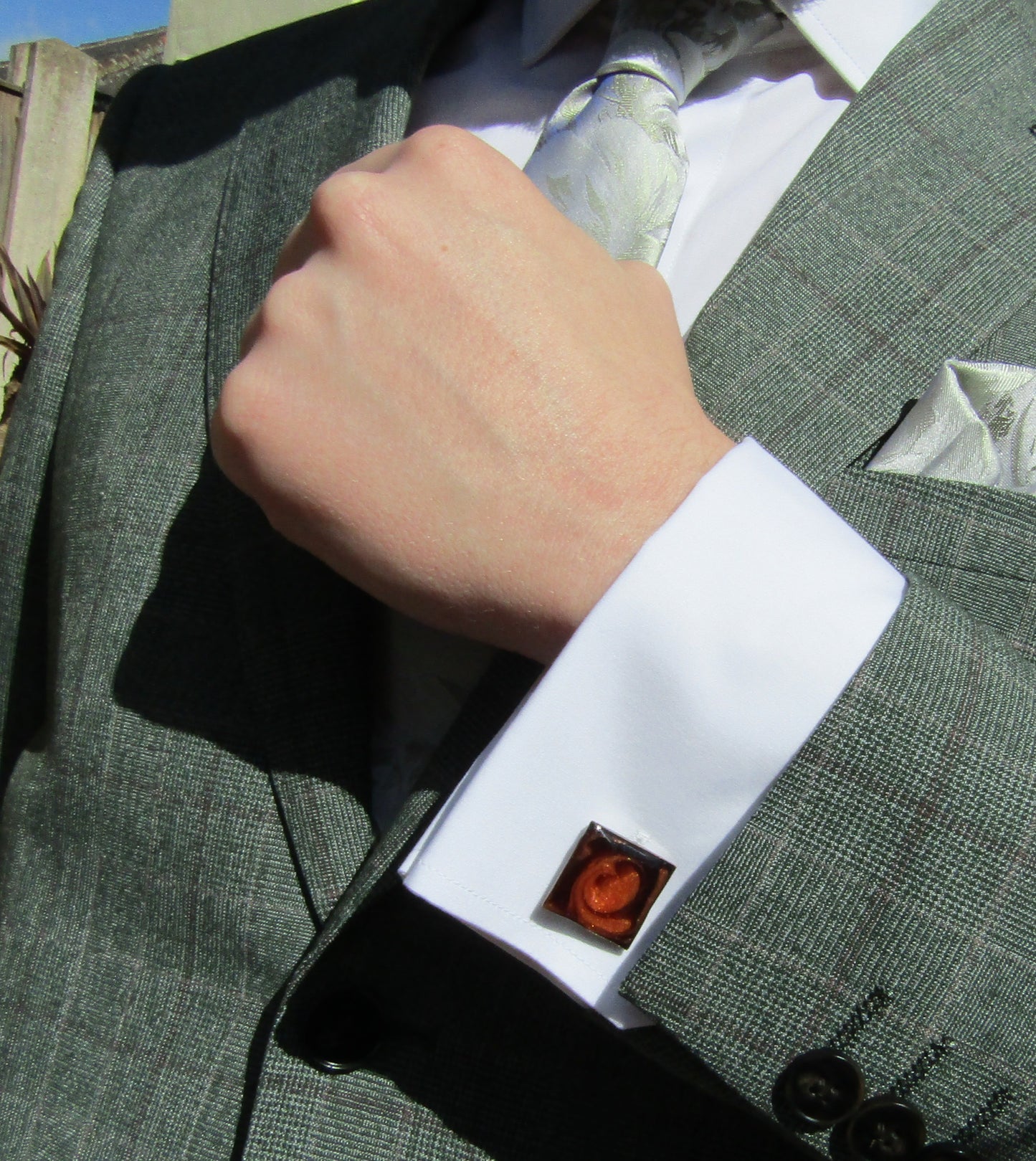 Orange/Brown Square Cufflinks