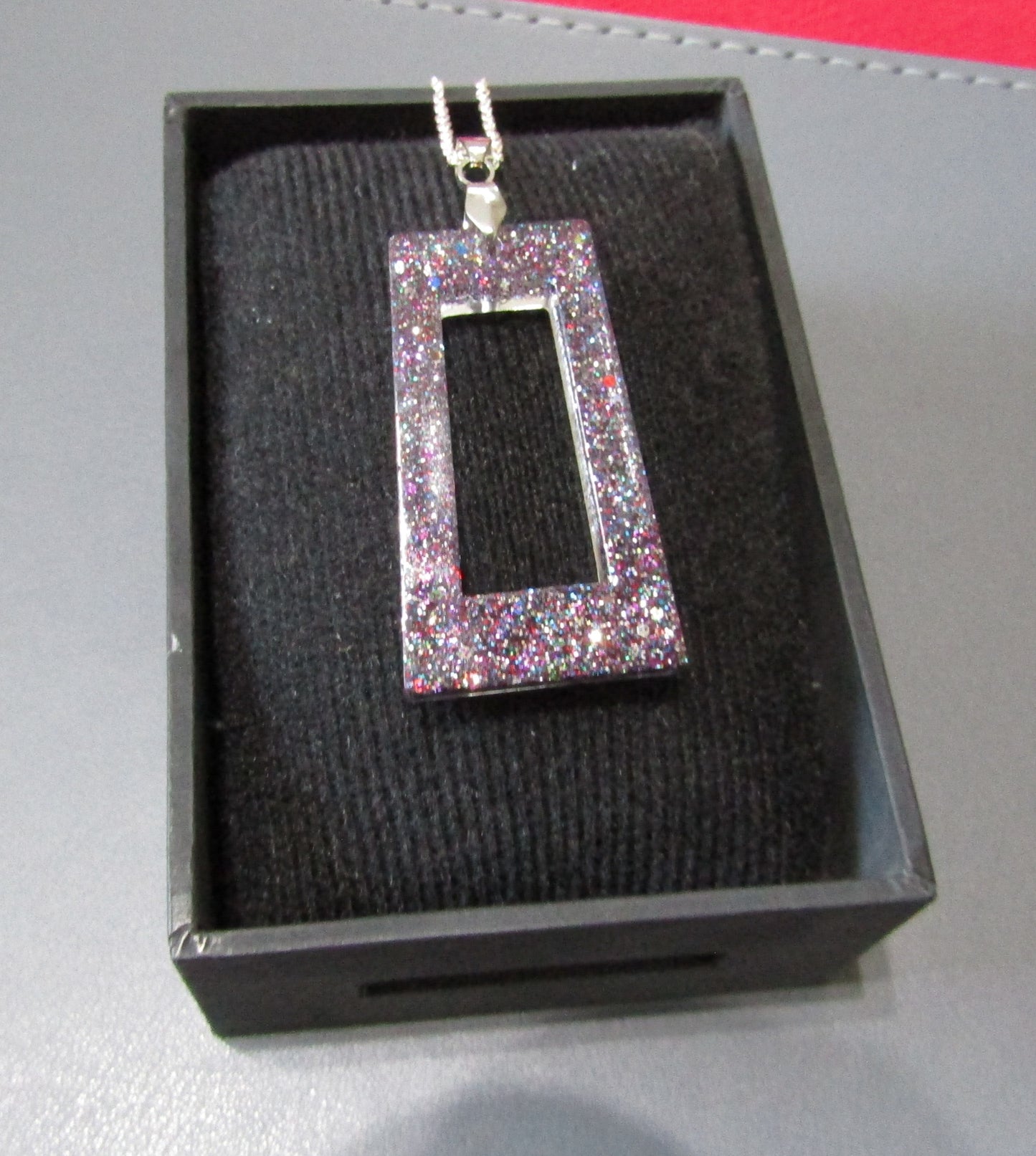 Cosmic Glitter Rectangle Necklace & Earring Set