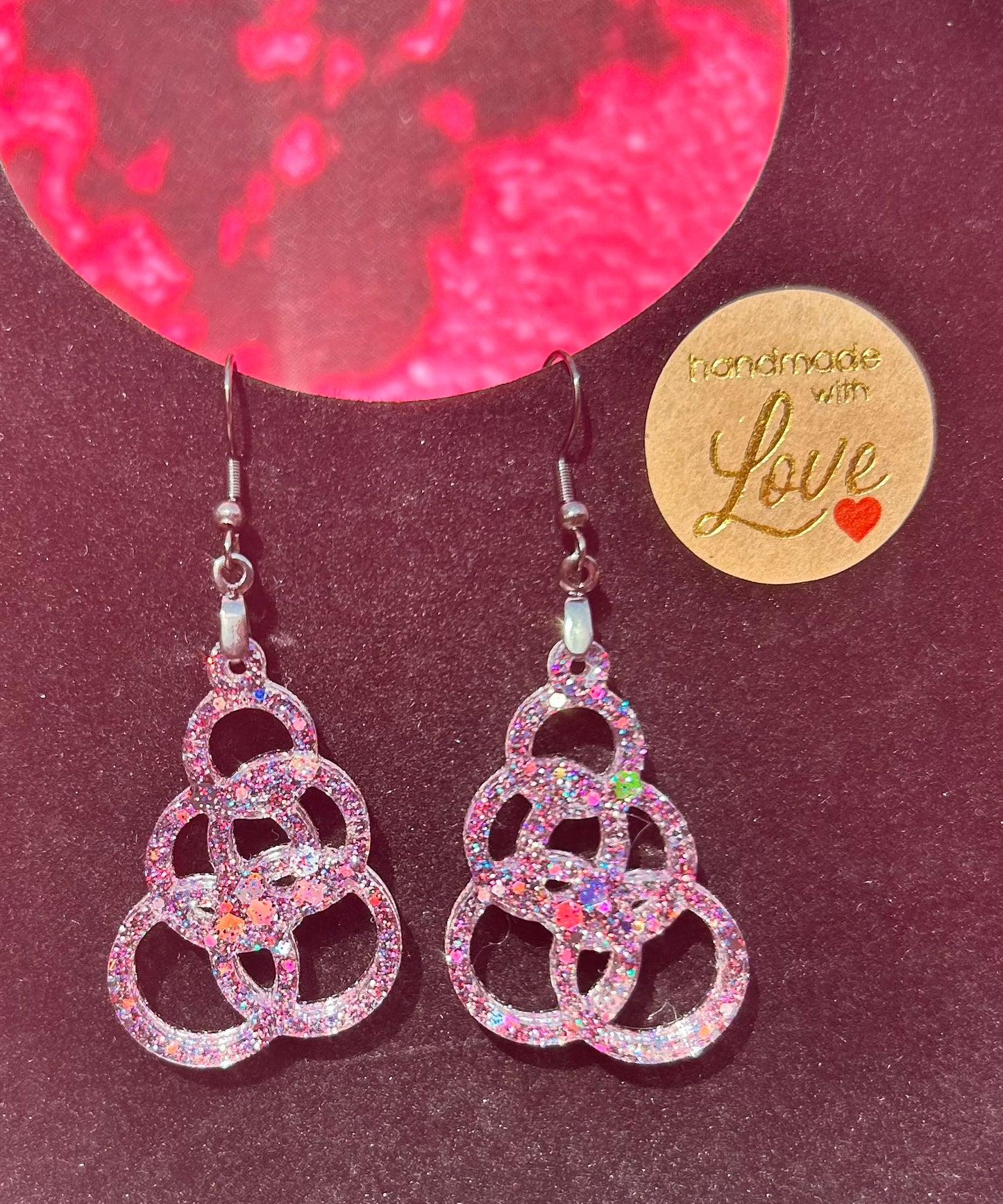 Celtic Knot Glitter Drop Earrings in Mermaid Sparkle