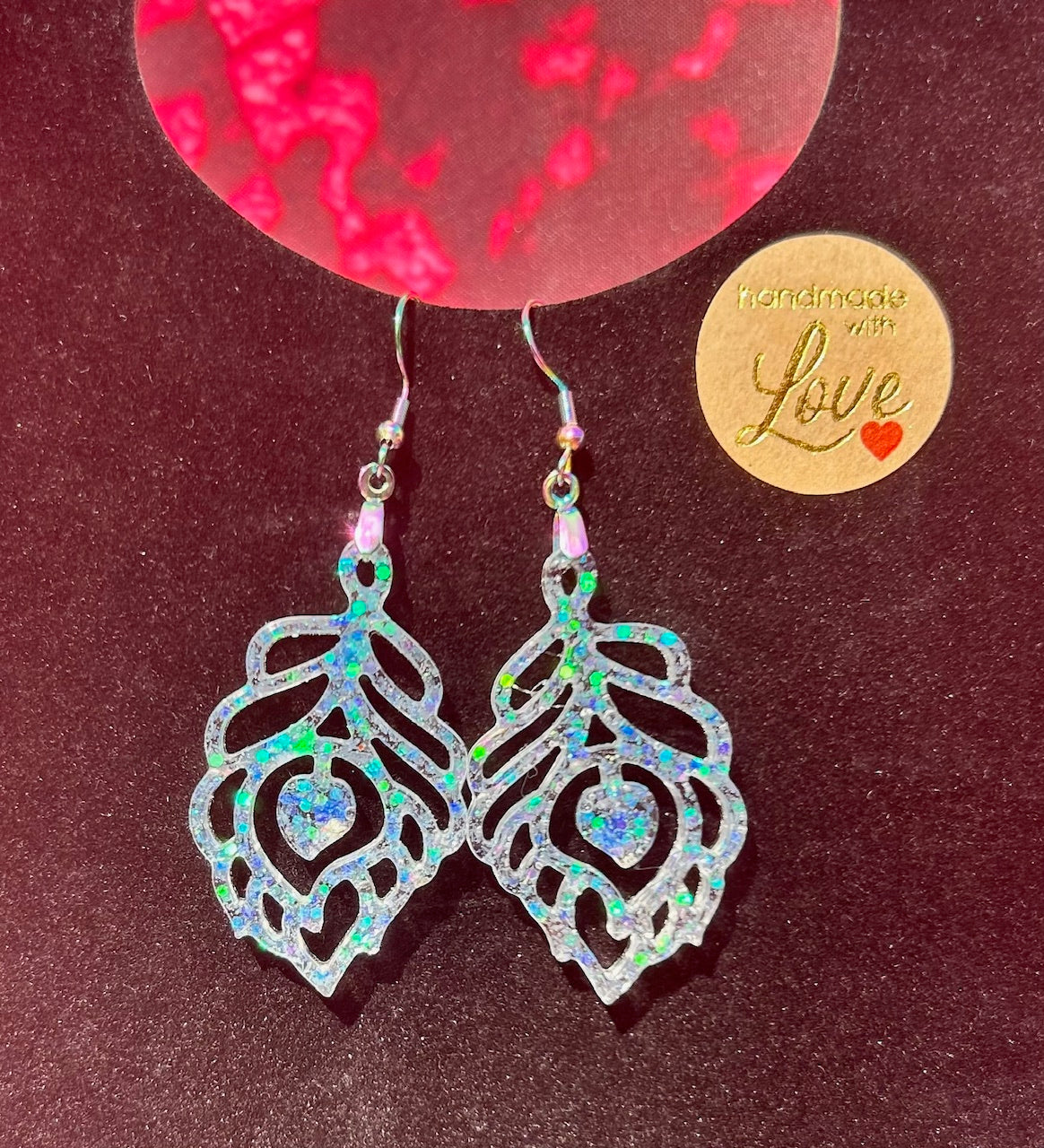 Clear Holographic Swirl Bauble Drop Earrings