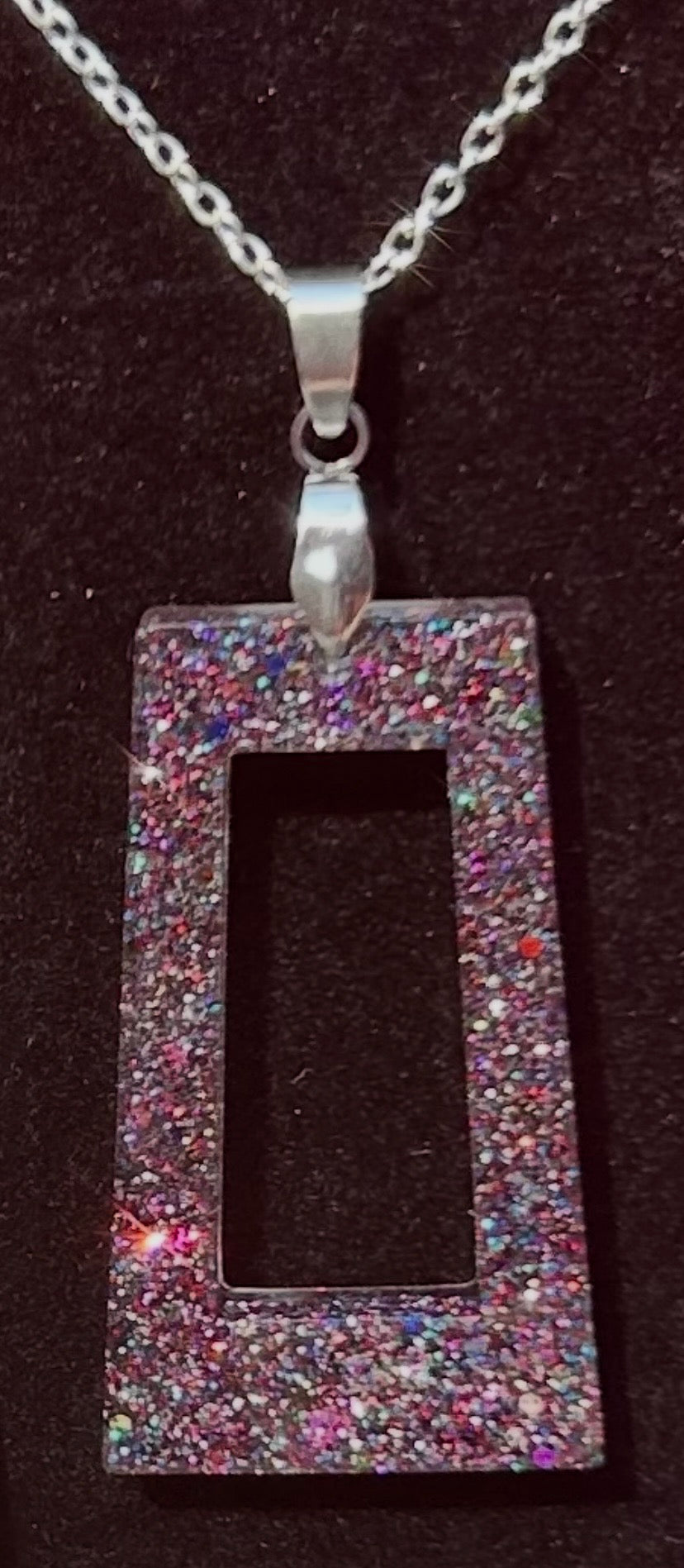 Cosmic Glitter Rectangle Necklace & Earring Set