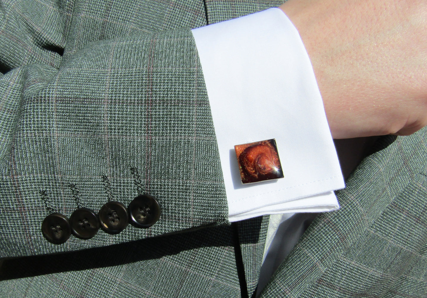 Orange/Brown Square Cufflinks